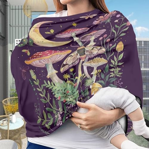 Image of Youngerbaby Mushroom Nursing Cover Breastfeeding Soft Infant Carseat Canopy Stretchy Breathable Cover for Stroller High Chair Shopping Cart Canopies
