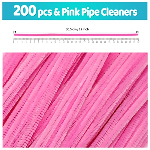 Image of IOOLEEM 200pcs Pink Pipe Cleaners Bulk for Crafts
