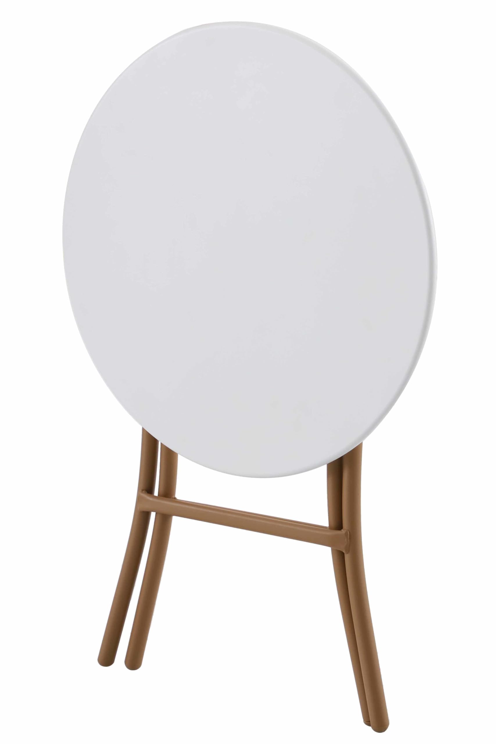 METRO Professional Conjunto Mesa y Sillas de Bistró Agujo, Juego de Muebles de Exterior de 3 Piezas, Acero/Ratán, 2 Sillas, 1 Mesa, Ideal para Terraza y Jardín, Beige/Blanco