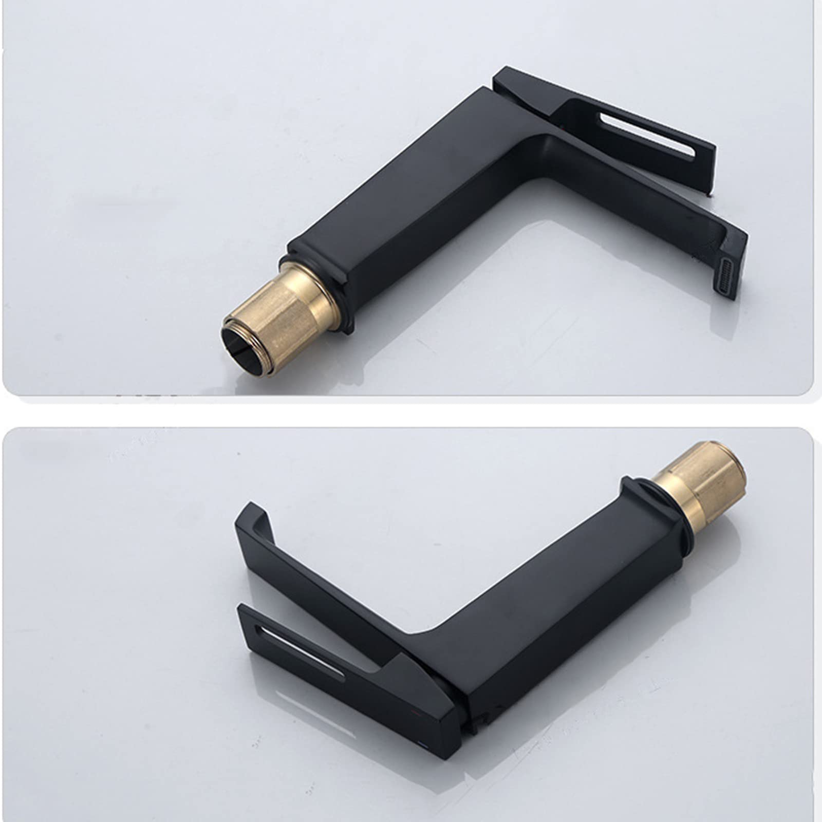 Grifos De Baño En Cascada, Grifo Monomando para Lavabo G1/2, Grifo para Lavabo De Agua Fría Y Caliente, Cromado(Black)
