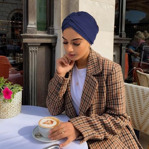 Image of DRESHOW African Women Turban Caps Beanie Twist Headscarf Pre-Tied Double Twisted Braids Headwraps for Women Chemo Cancer Cap