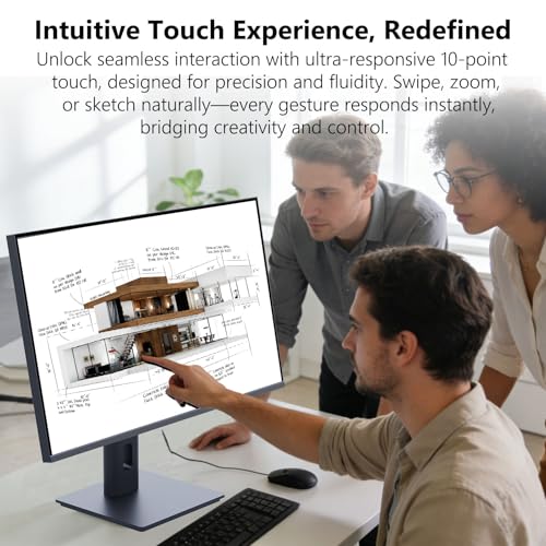 Image of Touchscreen Monitor 24 Inch with Webcam Full HD 2560x1440P @100Hz 10-Point Multi Touch Screen PC Monitor, HDMI VGA USB Port, Built-in Speakers