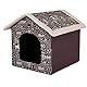 HobbyDog Hundehaus Hundehütte für mittelgroße Hunde - Katzenhaus, Katzenhöhle - mit herausnehmbarem Dach - Tierhaus für Katzen und Hunde für Drinnen/Indoor 76 x 72 x 74 cm [XXXL] Braun mit Text