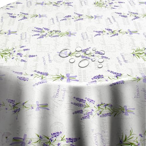 Wachstuchtischdecke Wachstuch Tischdecke Gartentischdecke Rund Oval Lavendel Provence Oval ca. 140 x 240 cm abwaschbare Wachstischdecke