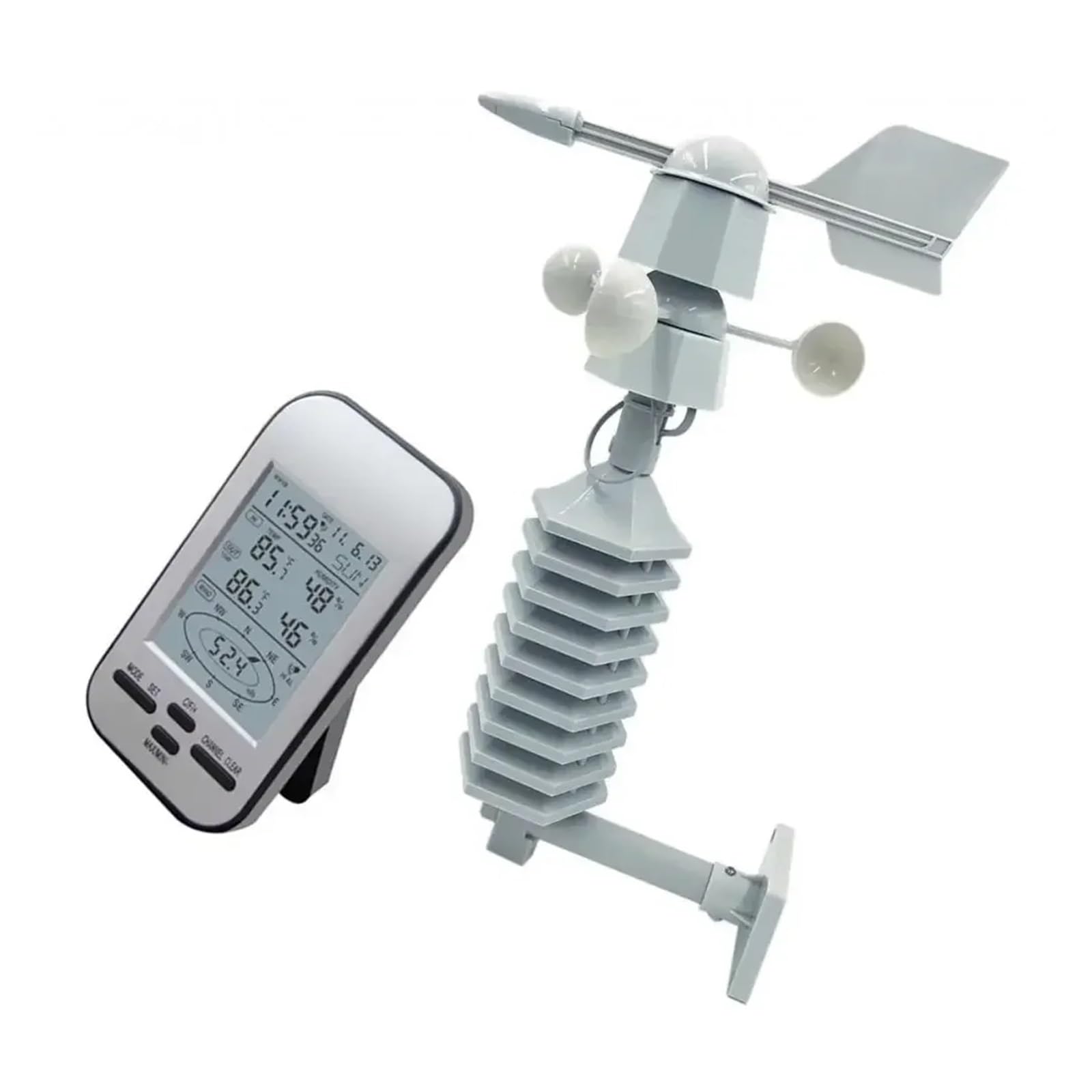 WS0232 Home Wireless Wetterstation Anemometer Digital LCD Außenwindgeschwindigkeit Richtung Chill Temperatur Luftfeuchtigkeit Meter Sensor