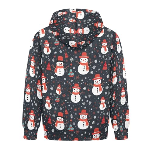 Kids Hoodies Sweaters Christmas Xmas Snowman Hooded Sweatshirts with Big Pockets for Boys Girls B04003372