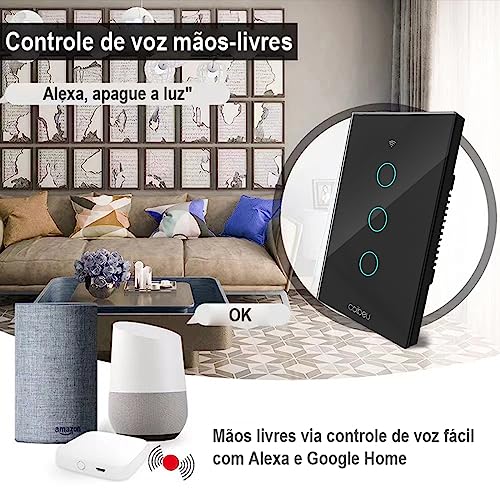 Interruptor Inteligente WiFi, Interruptor Smart Sem Fio Doméstico Multifuncional, Controle Remoto de