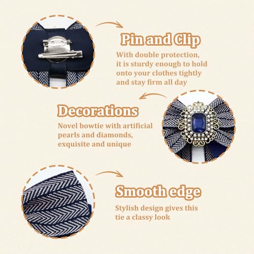 Image of Womens Bow Tie Adjustable Rhinestone Bowtie for Women Ladies Girls Pre-tied Womens Tie for Shirt Suit Uniform