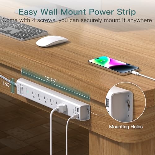 Image of Addtam Power Strip Surge Protector - 15ft Long Extension Cord