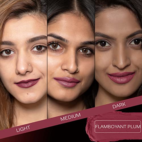 Image of FACES CANADA Weightless Matte Lipstick - Flamboyant Plum 12 (Maroon) 4.5g | Highly Pigmented Lip Color | Smooth One Stroke Glide | Moisturizes & Hydrates Lips | Vitamin E, Jojoba & Almond Oil Enriched