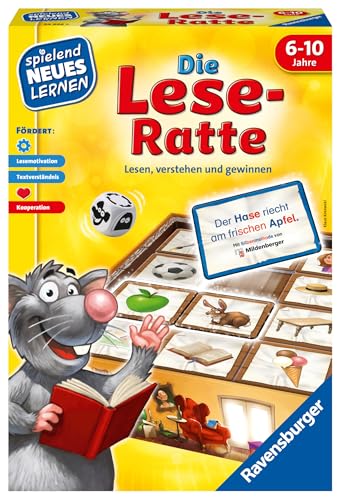 Ravensburger 24956 - Die Lese-Ratte - Spielen und Lernen für Kinder, Lernspiel für Kinder ab 6-10 Jahren, Spielend Neues Lernen für 1-4 Spieler - Geburtstagsgeschenke