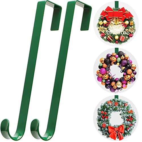 12 In Wreath-Hangers For Front Door,Non-Scratch-Wreath-Door-Hanger,2 Pack Durable Wreath Hanger Hook For Fall Christmas Easter Valentines Decorations,Over The Door Hooks For Front Door Décor Outdoor #TOP15