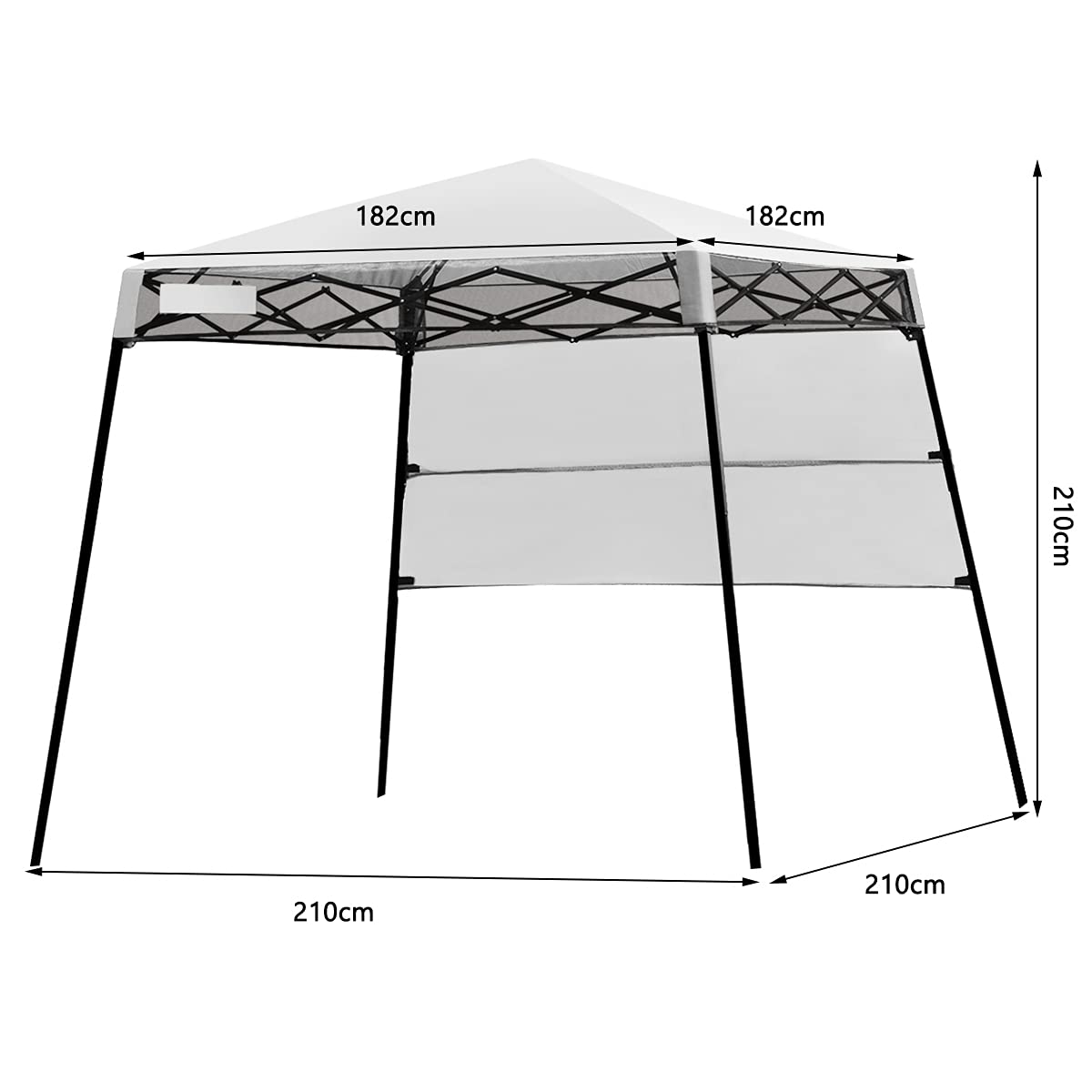 COSTWAY Gazebo Pieghevole da Giardino 210 x 210CM, Struttura in Acciaio, Altezza Regolabile, Gazebo da Esterno con Borsa, Ideale per Feste, Barbecue, Giardino e Spiaggia (bianco)