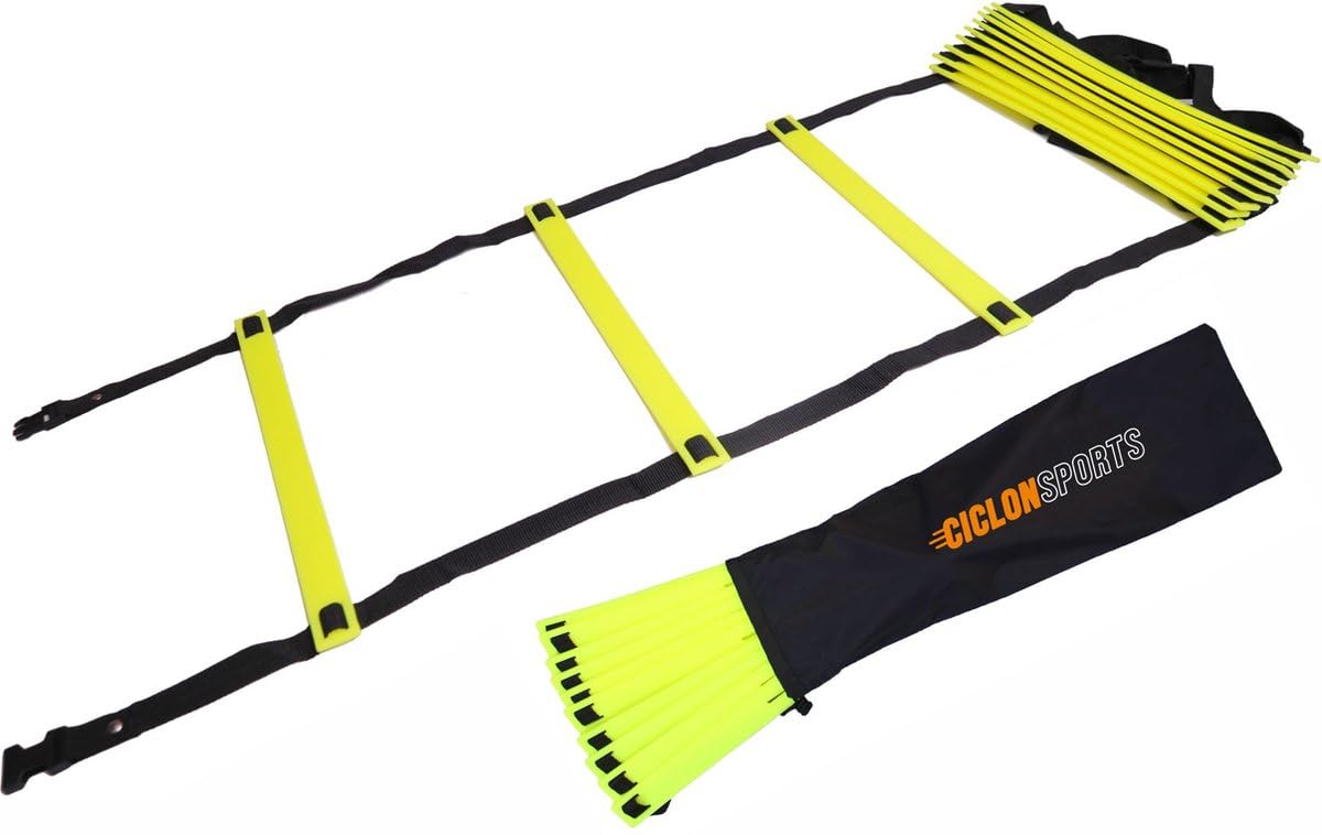 Ciclón Sports Training Pack XL | Borsa sportiva con scaletta 4 metri | 4 ostacoli | 4 pedine | Set di 20 cappelli evidenziatori, cappelli da allenamento | Libro con esercizi