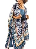 Moss Rose Women's Beach Cover up Swimsuit Kimono Cardigan with Bohemian Floral Print