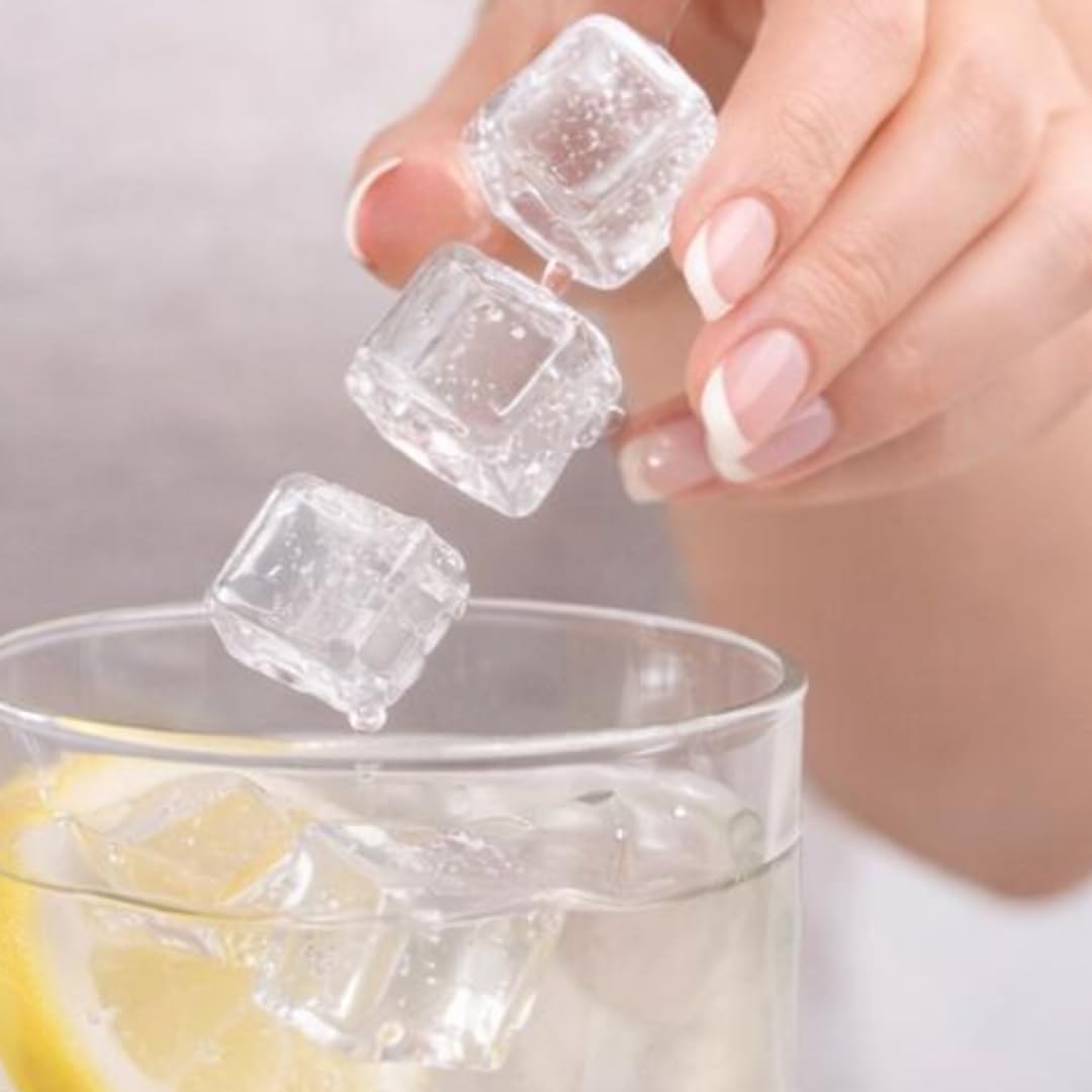 Cubetti di Ghiaccio 10pz Riutilizzabili Per Rinfrescare Bevande o Cibo - Trasparenti o Colorati - Per Bevande, Feste, Portamerenda, Gita, Mare,Piscina (CUBETTI TRASPARENTI) - 5