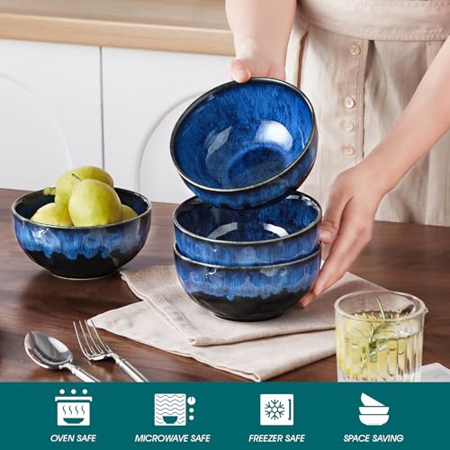 image for vancasso Starry 24oz Bowls for Soup, Ceramic Soup Bowls Set of 4, Blue