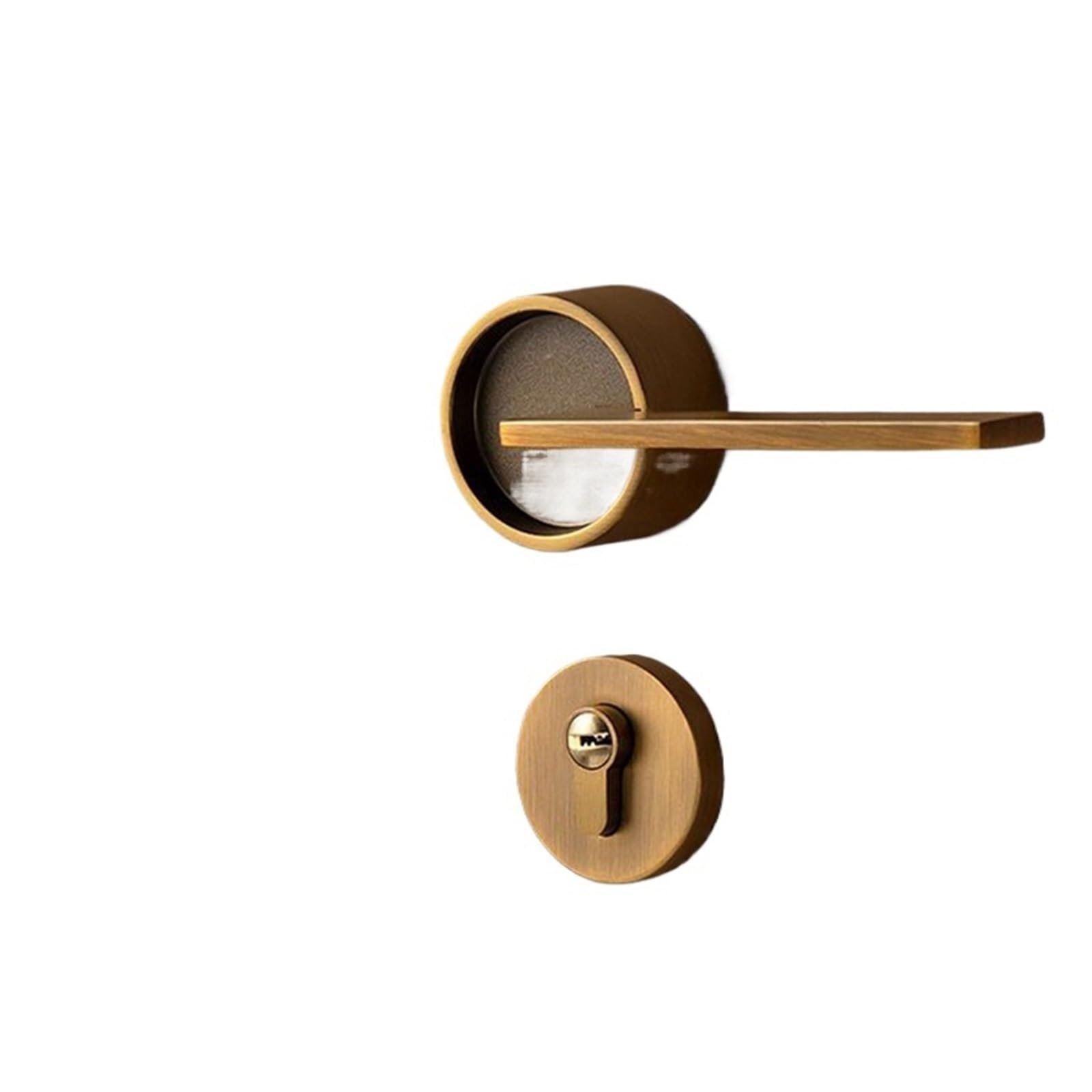 Sjloynwq Yellow Patina Door Lock Bedroom Door Handle Cylinder Silent Home Hardware
