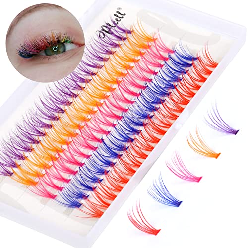 Colored Lash Clusters Extension Diy Individual Lashes Colorful Eyelash Clusters Lashes That Look Like Extensions Colored 100Pcs Mixed D Curl Lash Extensions Color Lashes Diy At Home #TOP5