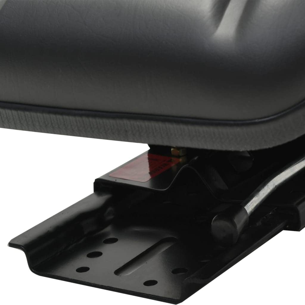 Sedile trattore con sospensione nera, telaio in acciaio PVC imbottito 48 x 50 x 59 cm, seduta da 50 a 130 kg, regolabile 150 mm, per terreni accidentati
