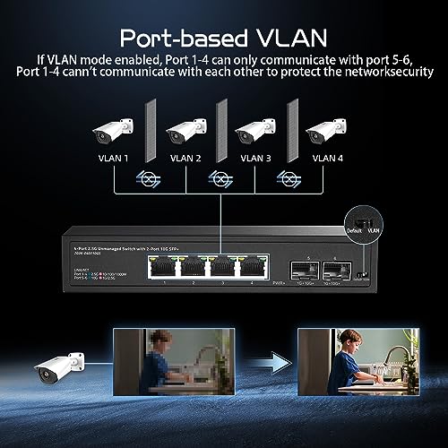 Image of Binardat 4 Port 2.5G Switch with 2x10G SFP, 4 x 2.5 Gigabit RJ-45 Ethernet Ports, Support Vlan, Metal Unmanaged Multi-Gigabit Desktop Network Switch