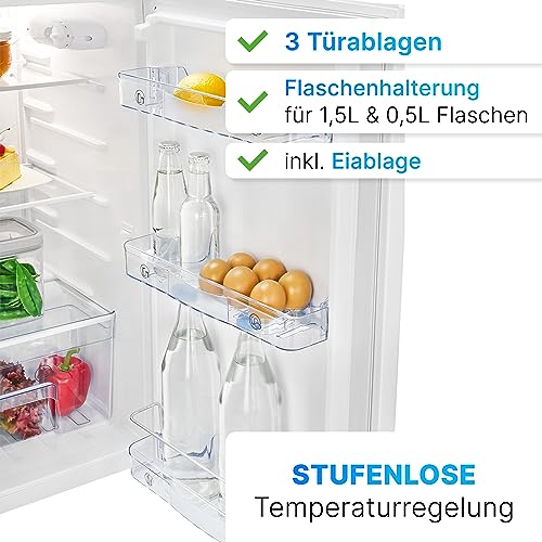 Bomann Kühlschrank ohne Gefrierfach | 88L Nutzinhalt und 3 Glasablagen | Kühlschrank klein mit Gemüsefach | leise | wechselbarer Türanschlag | Kühlschrank freistehend mit LED-Beleuchtung | VS 7350 – Bild 4