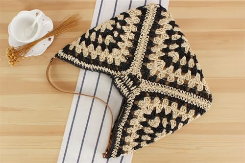 Image of Teeya Straw Crossbody Bag Women Weave Shoulder Bag Round Summer Beach Purse and Handbags