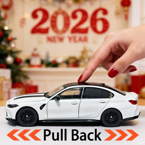 Modelo de auto BMW M3 1:24 color blanco metal miniatura 3