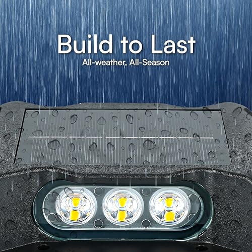 Image of LITVERSE Solar Powered LED Deck Light for Outdoor | 6 LED Step Wall Light | Waterproof Garden Pathway Stair Fence Lighting | Auto On /Off Solar Deck Lamp for Yard, Patio & Walkway - Black