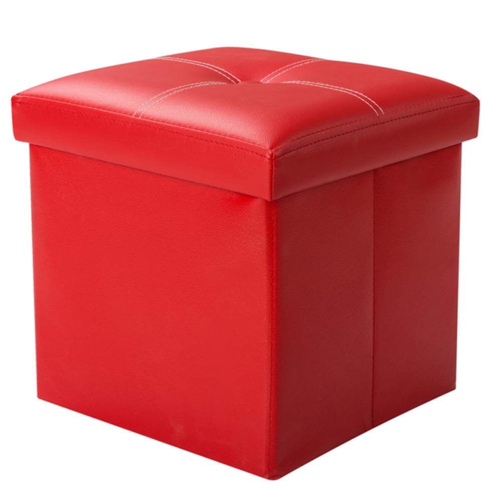 Coffre à jouets pouf pliable rouge pour ranger la chambre des enfants