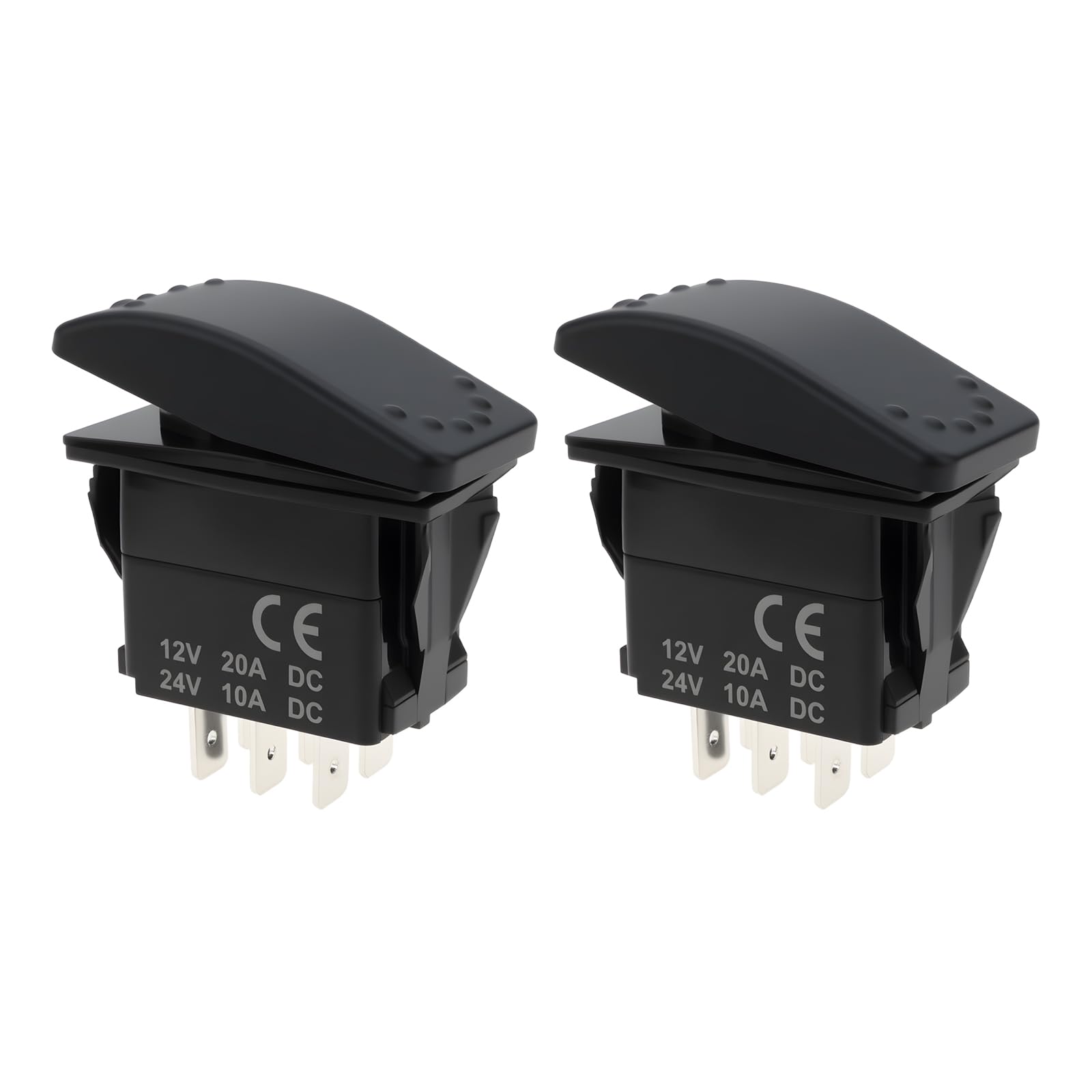 eMagTech 2x 6-Pin 3-Position Waterproof Rocker Switch 12V 20A DPDT ON-OFF-ON for Marine Outdoor Boat