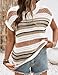 Ivicoer Womens Summer Tops Crochet Cap Sleeve Sweater Spring Shirt Pullover Cute Beach Vacation Clothes 2026 Fashion Khaki Stripe XL