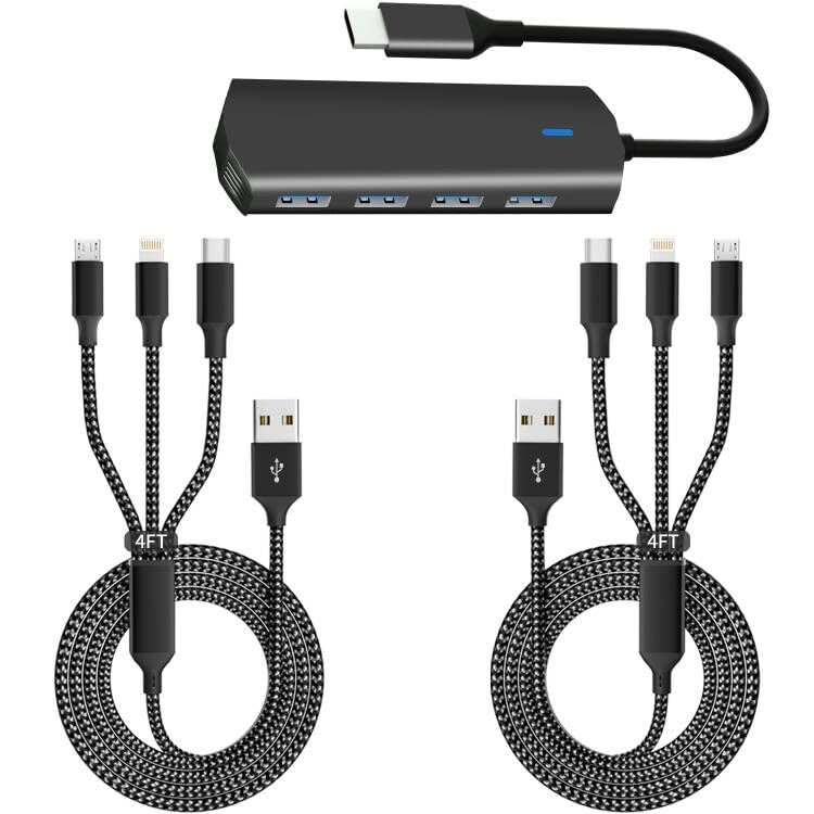 Amazon.com: IDISON USBC 4-in-1 HUB + Multi Charging Cable(2Pack 4FT ...