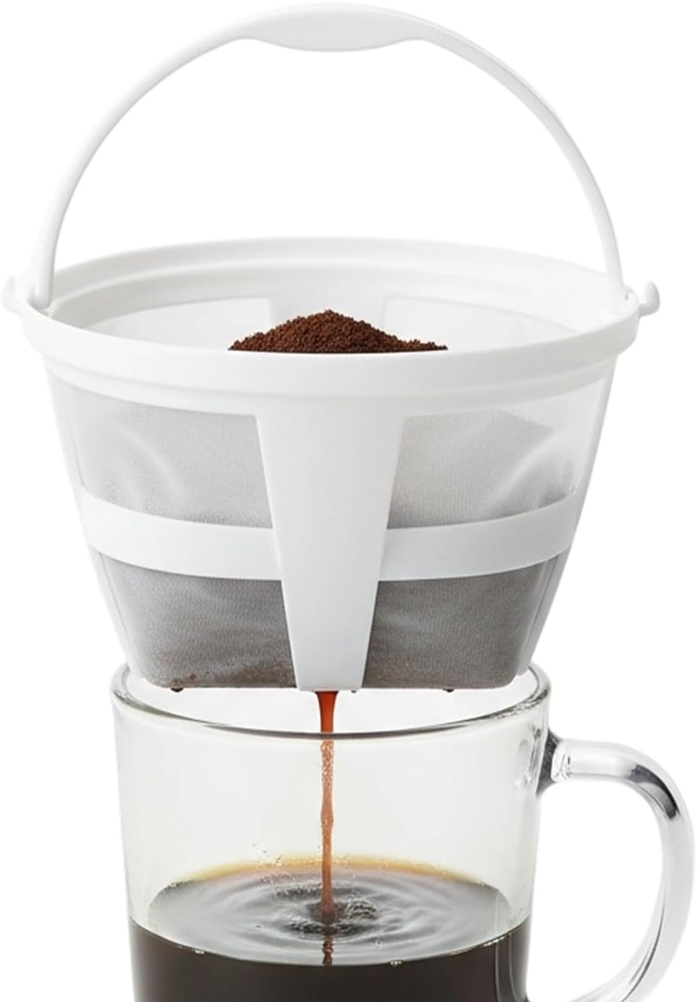 Coffee Maker Filter - 6‑8 Cup Basket Mesh Strainer, Washable Reusable Brew | Durable Stainless Steel Strainer Brewing Accessories for Home Kitchen Cafe Workplace Travel Camping Gear