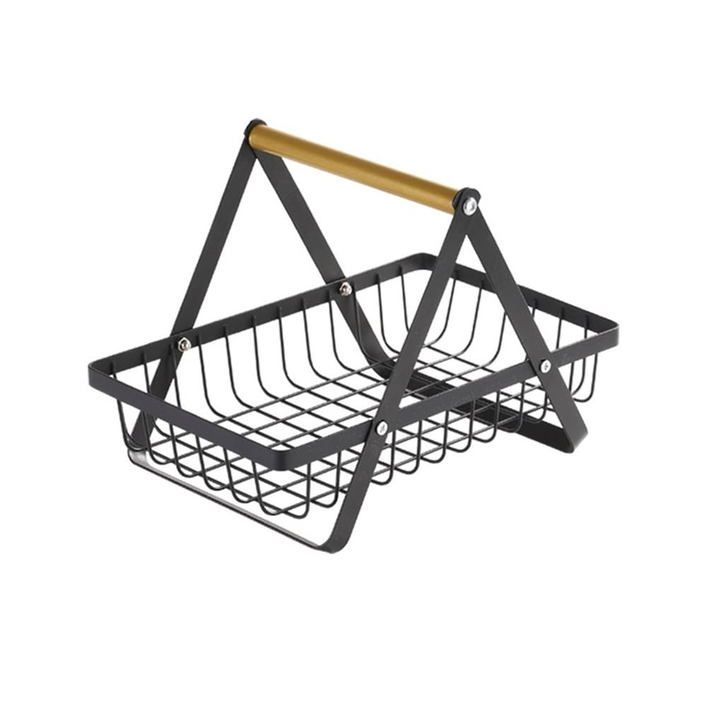 Zhaoj24-05 Fruit Racks Portable Fruit Bowle Basket Fruits Bread Snacks, Detachable Metal Rectangle(Black)