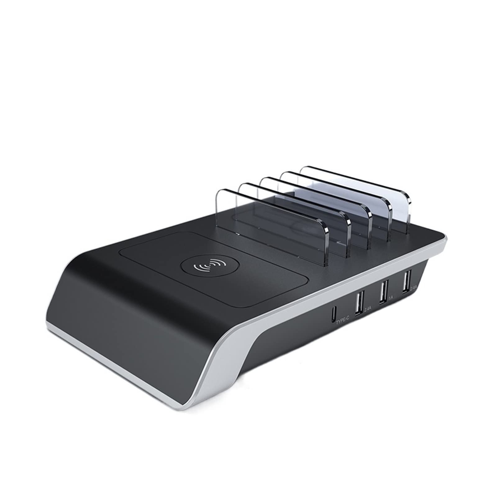 Stazione di Ricarica, Stazione di ricarica USB da 45 W a 4 porte Uscita tipo C Caricabatterie wireless Qi universale Docking station for più dispositivi