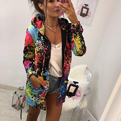 Women Windbreaker Jacket Teen Girls Rainbow Color Casual Hoodies Jacket, Long Sleeve Zipper Up Sweatshirt Outerwear(Black, M)