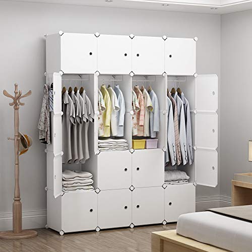 Yozo Cube Storage Organzier Portable Wardrobe Closet Bedroom Dresser (56X18X71 Inches) Portable Closet Cube Shelf Armoire Pantry Cabinet, 20 Doors, White, 20Doors #TOP11