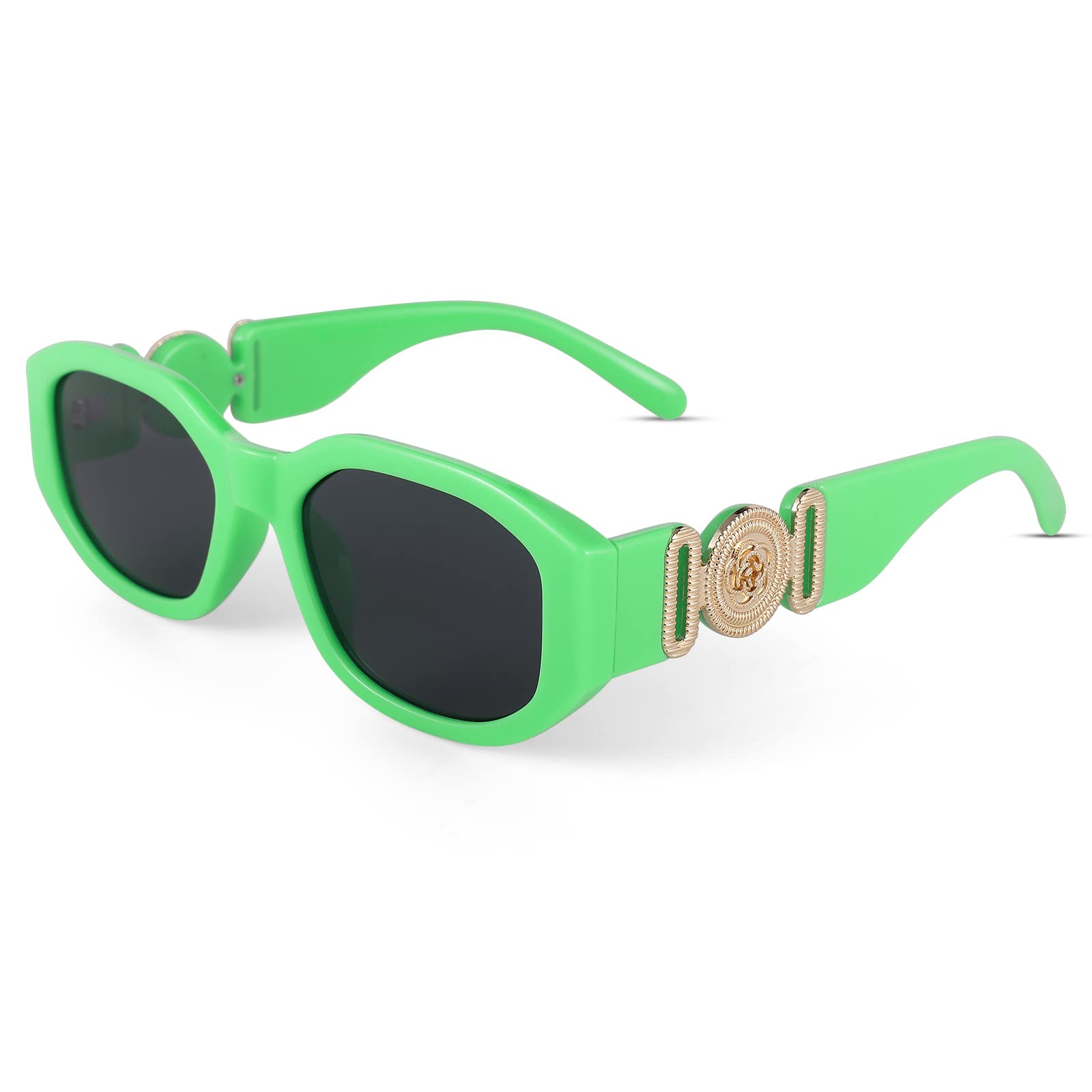 Hycredi Rectangle Sunglasses for Women Men Retro Driving Glasses 90s Vintage Fashion Irregular Frame UV400 Protection