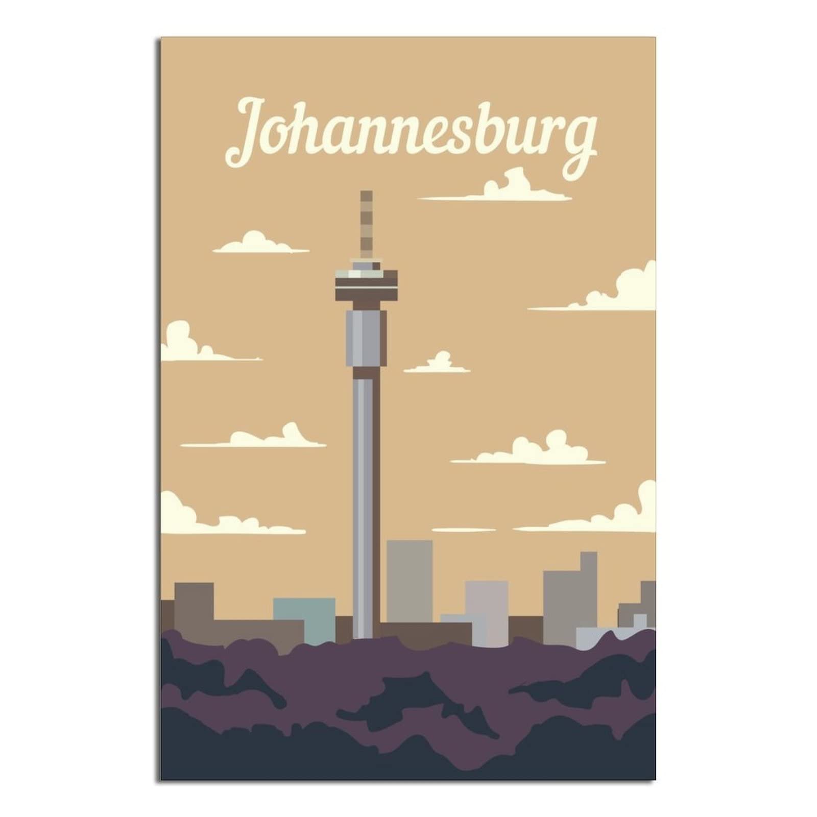Metal Bar Signs Vintage Johannesburg South Africa Skyline Personalized Vintage Style Retro Tin Sign Custom Sign for Wall Outdoor, Indoor, Street, Office 30x40CM