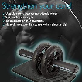 BODYTECH ABS Dual Roller with Knee Pad Ab Roller with Foam Handle for Home Fitness & Workout (Black) BTS91NH001A