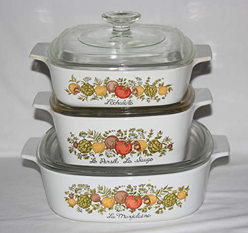 Set of 3 - Vintage 1970s Corning Ware