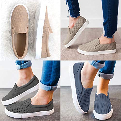 Image of JENN ARDOR Womens Slip On Sneakers Perforated /Quilted Casual Shoes Fashion Walking Flats
