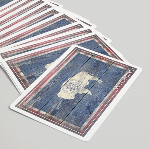 Baraja de cartas póker Rustic Wyoming State Flag 52 cartas miniatura 5