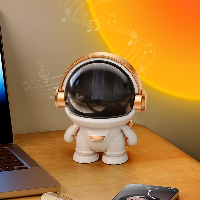 Haut-parleur Bluetooth sans fil portable or et blanc pour bureau - 5