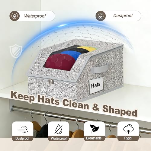 EVOCHOICE Hat Storage for Baseball Caps, Hat Organizer 1 Pack Grey | Clear Window Hat Box, Closet Organizers and Storage for Closet/Shelf/Bedroom, Baseball Hat Organizer for Men Women - image 7