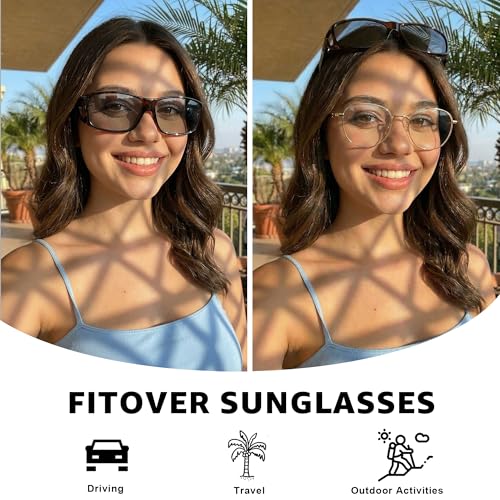 Image of LVIOE Polarized Photochromic Sunglasses Women Men, Fit Over Sun Glasses with UV Protection for Driving Traveling