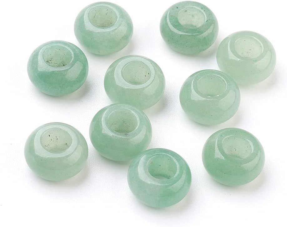 FASHEWELRY 50Pcs Natural Indian Agate European Beads 13-14mm Large Hole Rondelle Gemstone Space Beads for Snake Chain Bracelet Jewelry Making