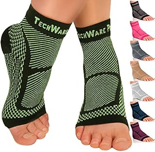 TechWare Pro Ankle Brace Compression Sleeve - Relieves Achilles Tendonitis, Joint Pain. Plantar