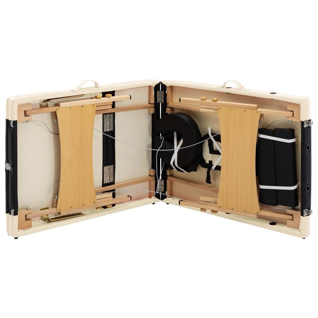 Générique Table de Massage Pliable 3 Zones Bois Noir et Beige,Santé & beauté,Hygiène personnelle,Massage & Relaxation,Tables de Massage,Noir,18.45 KG,110213